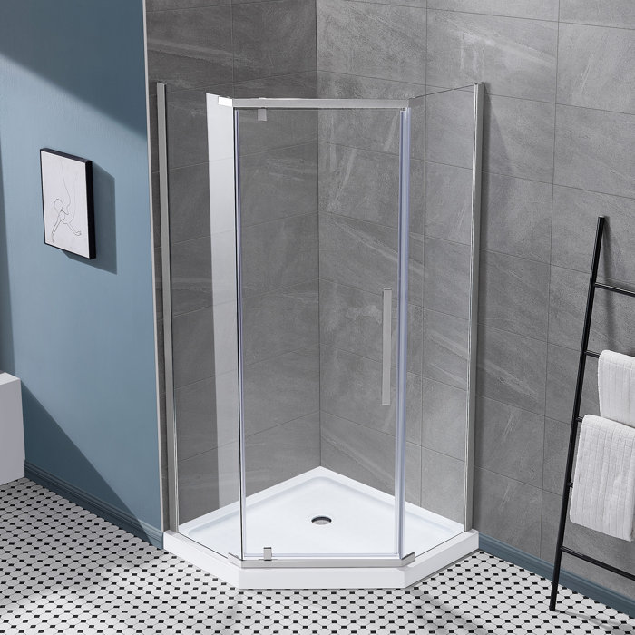 Ove Decors 38" W x 38" D x 75" H Framed Neoangle Corner Shower Kit